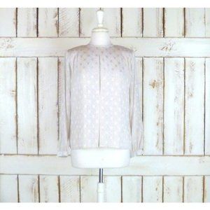 80s vintage Liz Claiborne ivory silver striped chevron print blouse